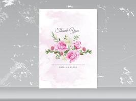 bröllopskortinbjudan med vacker blommig handritad vektor