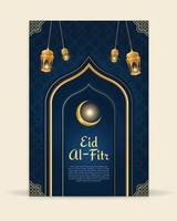 einzigartig Ramadan Poster mit Blau Farbe Thema. vektor