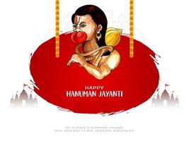 skön Lycklig hanuman jayanti indisk mytologisk festival kort vektor