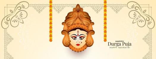 durga puja och Lycklig Navratri gudinna dyrkan festival kulturell hälsning baner vektor