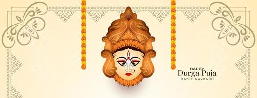 Durga Puja und glücklich navratri Göttin Anbetung Festival kulturell Gruß Banner vektor