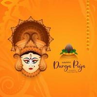 Durga Puja und glücklich navratri Göttin Durga Anbetung Festival Hintergrund Design vektor
