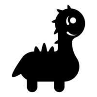 rolig drake söt karaktär dinosaurie dino ikon svart Färg vektor illustration bild platt stil