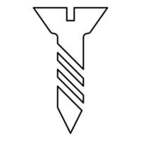 skruva metall trä kontur översikt linje ikon svart Färg vektor illustration bild tunn platt stil