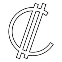 Doppelpunkt Zeichen Währung Symbol Costa Rican salvadoran Geld crc Kontur Gliederung Linie Symbol schwarz Farbe Vektor Illustration Bild dünn eben Stil