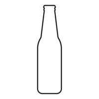 Flasche Bier mit Glas Kontur Gliederung Linie Symbol schwarz Farbe Vektor Illustration Bild dünn eben Stil