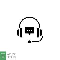 crm Symbol. einfach solide Stil. Headset mit Blase Rede. Referenzen und Kunde Beziehung Verwaltung Konzept. schwarz Silhouette Symbol. Vektor Illustration isoliert auf Weiß Hintergrund. eps 10.