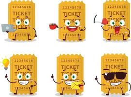 Fahrkarte Karikatur Charakter mit verschiedene Typen von Geschäft Emoticons vektor