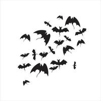 svart silhuett av fladdermöss. halloween dekorationer isolerat på vit. vektor