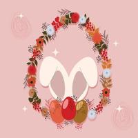 Lycklig påsk baner, affisch, hälsning kort. trendig påsk design med , kaniner, blommor. vektor