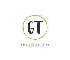 G t gt Initiale Brief Handschrift und Unterschrift Logo. ein Konzept Handschrift Initiale Logo mit Vorlage Element. vektor