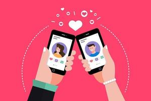 Online-Dating-App auf dem Handy vektor