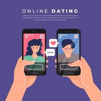 Online-Dating-App auf dem Handy vektor