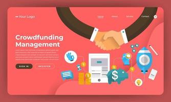 Crowdfunding-Management-Landingpage-Modell vektor