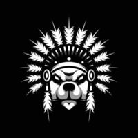 Björn apache svart och vit maskot design vektor
