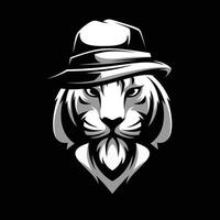 tiger fedora maskot logotyp design vektor