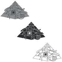 egyptisk pyramid silhuett med 3d horus öga vektor