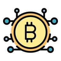 Bitcoin Netzwerk Symbol Vektor eben