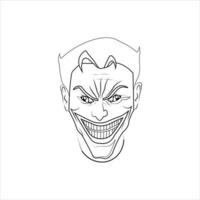 joker ansikte vektor rolig leende skrämmande illustration galen clown karaktär mask ikon logotyp tecken symbol design översikt grafisk vektor konst isolerat svart vit bakgrund.