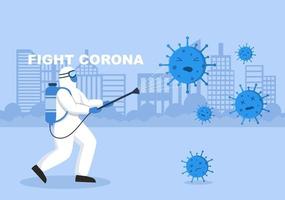 vektor illustration sjukvårdspersonal som skyddar och kämpar mot koronaviruset
