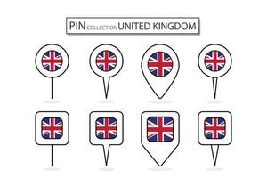 einstellen von eben Stift Vereinigtes Königreich Flagge Symbol im vielfältig Formen eben Stift Symbol Illustration Design. vektor