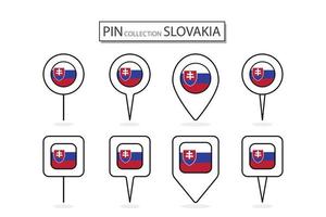 uppsättning av platt stift slovakia flagga ikon i olika former platt stift ikon illustration design. vektor