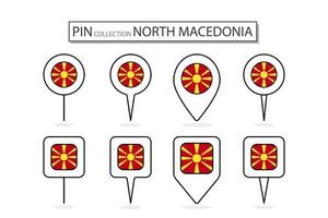 uppsättning av platt stift norr macedonia flagga ikon i olika former platt stift ikon illustration design. vektor