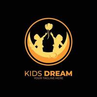 wenig Kinder erreichen Traum Logo vektor
