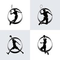 badminton spelare logotyp design mall vektor