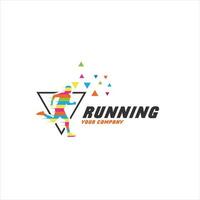 Running Man Silhouette Logo mit Finish-Band, Marathon-Logo-Vorlage, Laufclub oder Sportverein vektor