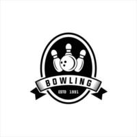vektor årgång svartvit stil bowling logotyp ikon symbol