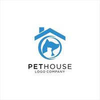 sällskapsdjur hus logotyp begrepp med hund och katt element vektor