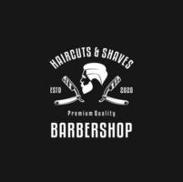 Friseur Logo Jahrgang klassisch Stil, Salon Mode Haarschnitt Pomade Abzeichen Symbol einfach minimalistisch modern, Barbier Pole Rasierer rasieren Schere Rasierer Klinge retro Symbol Vektor. vektor