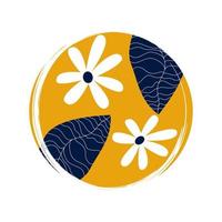 süß Logo oder Symbol Vektor mit Gänseblümchen Blumen im zeitgenössisch abstrakt Stil, Illustration auf Kreis mit Bürste Textur, zum Sozial Medien Geschichte und Highlights
