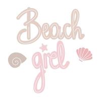 süß Hand gezeichnet Beschriftung Strand Mädchen Sommer- Zitat Vektor Karte Illustration