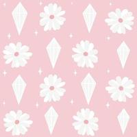 süß schön nahtlos Vektor Muster Hintergrund Illustration mit Gänseblümchen Blumen, Diamanten und Sterne
