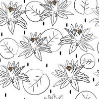 süß minimal schwarz und Weiß modisch nahtlos Vektor Muster Hintergrund Illustration mit Schönheit Lotus Blätter und Blumen