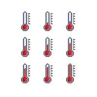 varm temperatur indikator uppsättning i pixel konst stil vektor