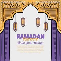 Hand gezeichnete Illustration von Ramadan Kareem oder Eid al Fitr Days Grußkonzept vektor