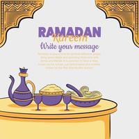handritad illustration av ramadan kareem eller eid al fitr dagar hälsning vektor
