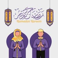 Hand gezeichnete Illustration von Ramadan Kareem oder Eid al Fitr Tage Gruß vektor