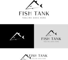 fisk tank logotyp, fisk affär logotyp design vektor