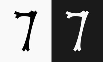 en design i de form av en siffra sju den där har en klassisk intryck och en gotik känna. lämplig för använda sig av som en logotyp eller markör vektor