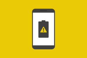 smartphone batteri underrättelse vektor ikon tecken symbol, smartphone och batteri skadad