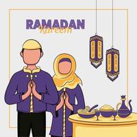 Hand gezeichnete Illustration von Ramadan Kareem oder Eid al Fitr Tage Gruß vektor