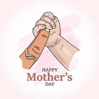 glücklich Mütter Tag mit Baby Hand halten Finger von Mutter Illustration vektor
