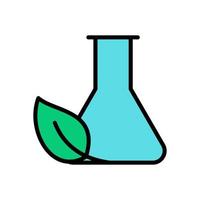 eco natur kemisk labb med blad miljö- ikon översikt fylla vektor