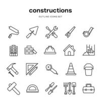 uppsättning av konstruktion verktyg översikt ikoner samlingar vektor