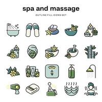 ein Spa und Massage Symbol einstellen mit ein Bild von Spa und Massage Artikel vektor