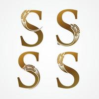 guld brev med ris för logotyp design vektor